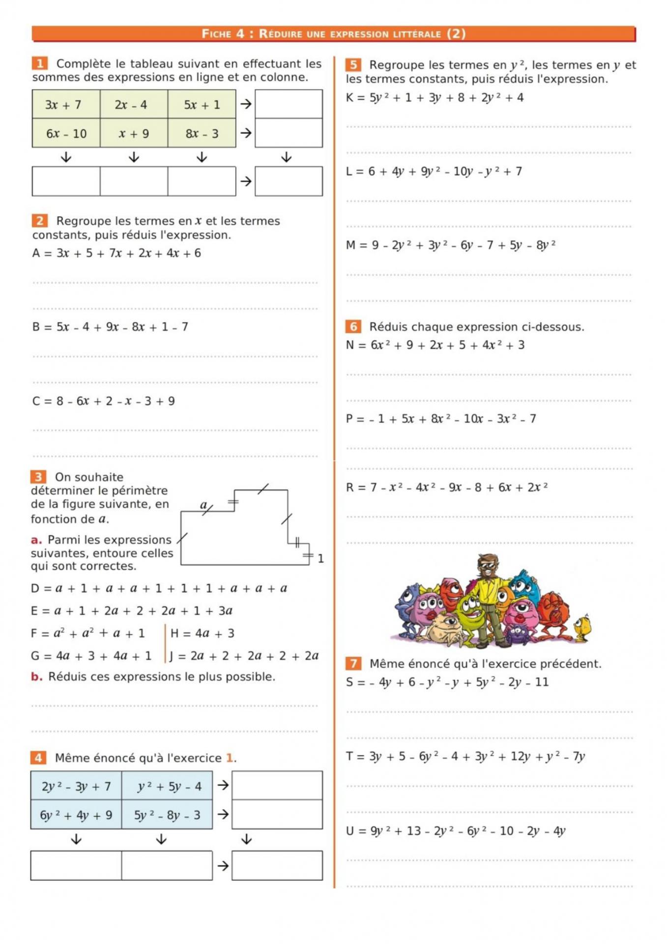 Maths expression litterale